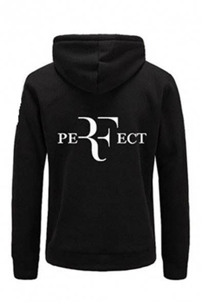 Creative Letter PERFECT Printed Long Sleeve Zip Placket Loose Fit Sports Hoodie