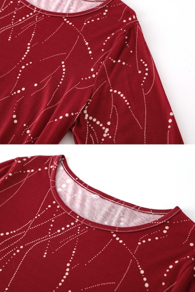 Fancy Basic Women's Three-Quarter Sleeve Round Neck Stripe Print High Low Relaxed T-Shirt