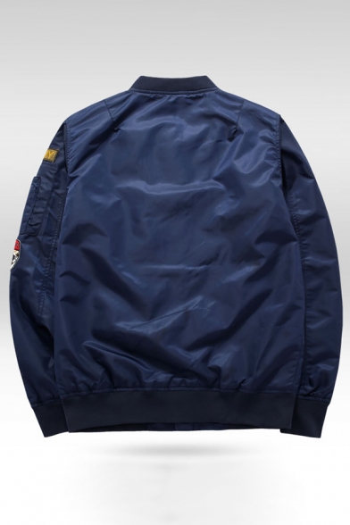 Guys Classic Embroidery Pattern Long Sleeve Zip Up MA-01 Flight Jacket