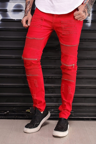 red biker jeans mens