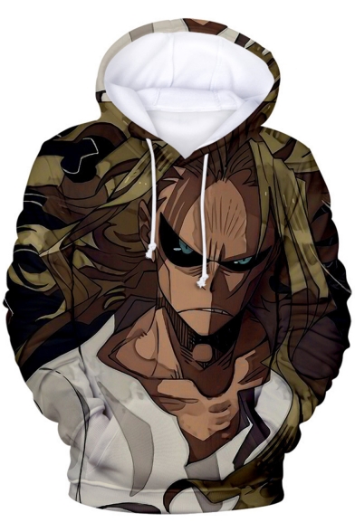 Cool 3D Comic Character Printed Long Sleeve Relaxed Fit Hoodie