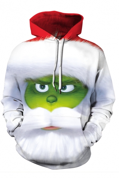Funny Green Monster 3D Pattern Long Sleeve Loose Fit Christmas Hoodie