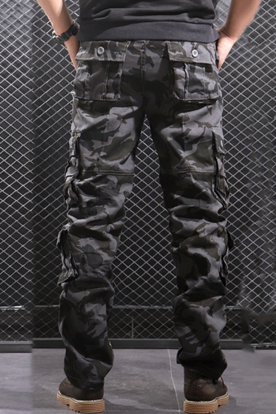 Mens Popular Camouflage Pattern Side Pocket Straight Fit Military Pants