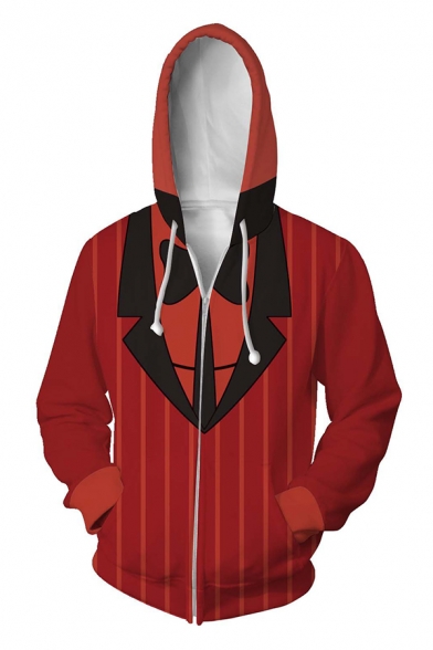 Stylish Comic Anime Cosplay False Clothing Suit 3D Print Long Sleeves Zip-Up Hoodie