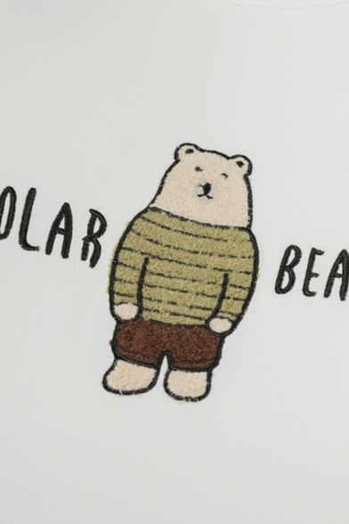 Girls' Streetwear Short Sleeve Crew Neck POLAR BEAR Letter Bear Printed Oversize Tee