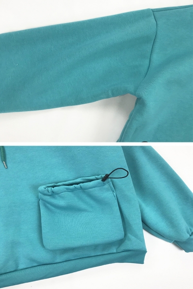 Solid Color Long Sleeve Drawstring Dual Pocket Oversized Boyfriend Hoodie