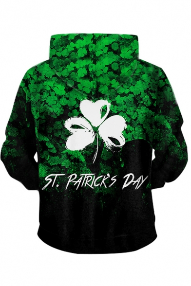 St. Patrick's Day Green Costume Dinosaur Clover 3D Print Long Sleeves Casual Hoodie