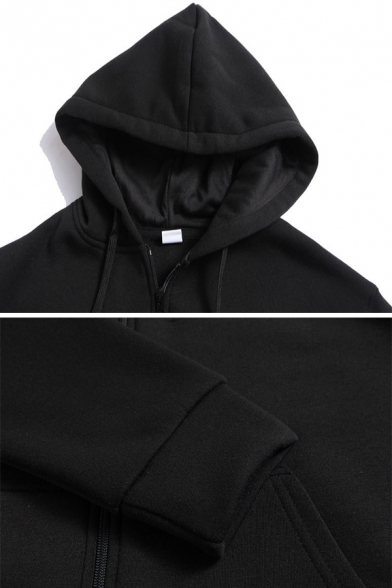 Creative Letter PERFECT Printed Long Sleeve Zip Placket Loose Fit Sports Hoodie