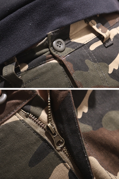 Mens Popular Camouflage Pattern Side Pocket Straight Fit Military Pants