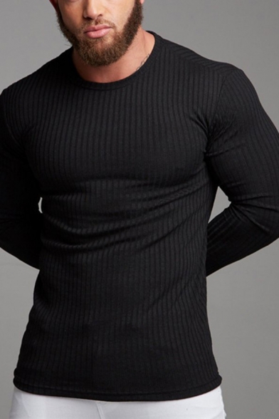 WAWAYA Men Knitted Casual Slim Fit Long Sleeve Crew Neck Contrast Pullover Sweater 