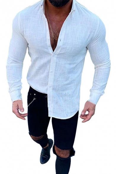 Colygamala Mens Fashion Casual Irregular Hem Slim Fit Button Down Dress Shirt Tops