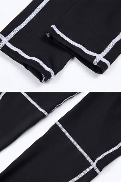 Black Unique Contrast Stitching Design KL ALIEN Letter Print One Shoulder Short Sleeve Crop Tee & Pants Co-ords