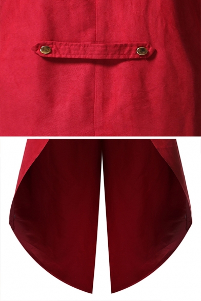 Gorgeous Plain Long Sleeve Button Front Longline Swallowtail Mens Steampunk Retro Coat