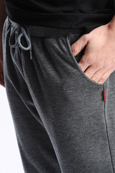 Men's Active Solid Color Drawstring Waist Straight Fit Casual Sports Pants
