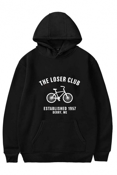 Simple Biker THE LOSER CLUB Printed Kangaroo Pocket Unisex Baggy Hoodie