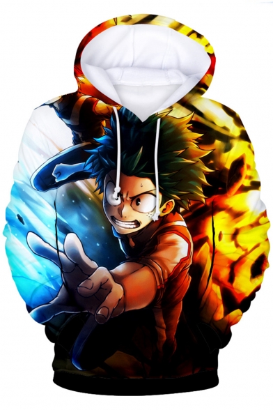 Cool 3D Comic Character Printed Long Sleeve Relaxed Fit Hoodie