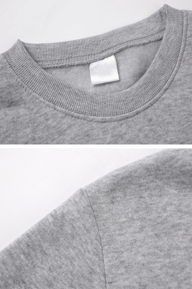 Creative Logo JUST BREAK IT Printed Long Sleeve Round Neck Slim Fit Pullover Sweatshirt