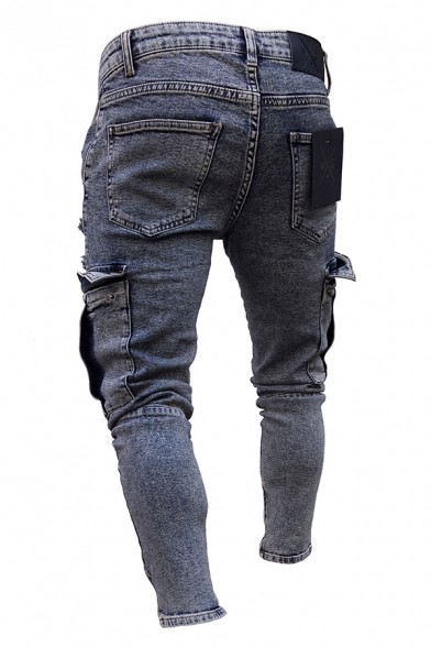 men flap pocket zipper fly jeans