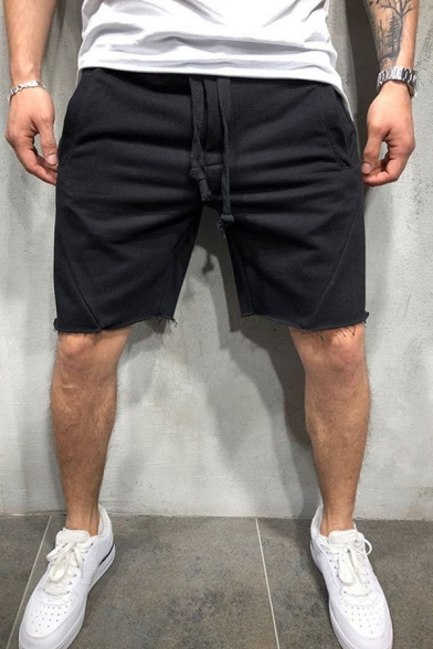 Sport Fashion Men's Simple Plain Drawstring Waist Loose Fit Active Shorts
