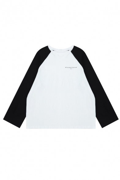 Sport Girls' Long Sleeve Crew Neck Letter ART IS A WAY OF SURVUVAL Oversize T Shirt