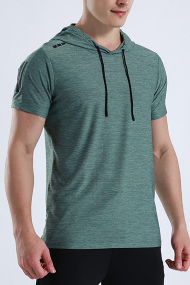 Summer Sport Popular Solid Color Short Sleeves Relaxed Breathable Fitness Hoodie