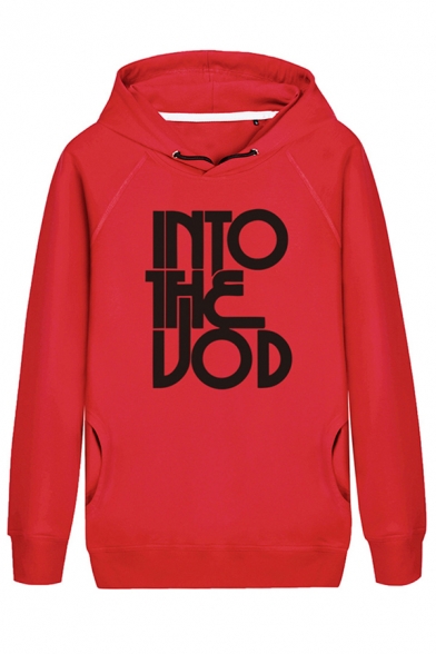 Creative Letter INTO THE Printed Long Sleeve Drawstring Hoodie with Dual Pockets