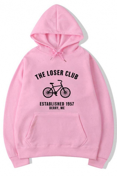 Simple Biker THE LOSER CLUB Printed Kangaroo Pocket Unisex Baggy Hoodie