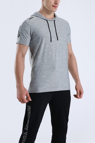 Summer Sport Popular Solid Color Short Sleeves Relaxed Breathable Fitness Hoodie
