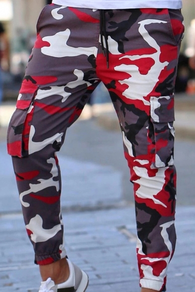 Casual Sport Style Camouflage Pattern Drawstring Waist Skinny Fit Work Pants