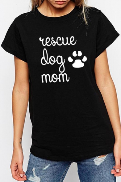 

Cute Animal Claw RESCUE DOG MOM Print Short Sleeve Round Neck Slim Fit Summer T-Shirt, Black;green;white;gray;yellow;navy, LC583311