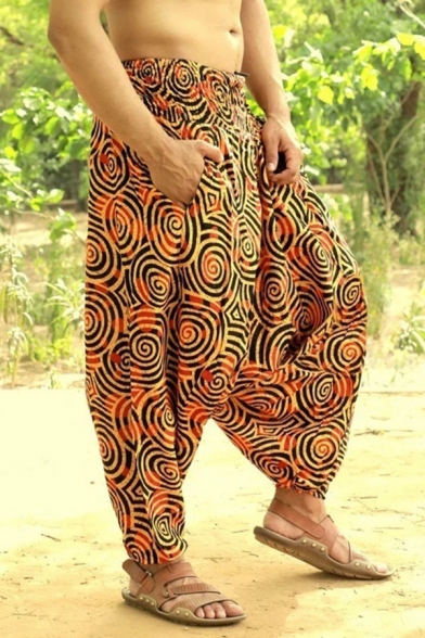 Ethnic Style Unique Circle Print Boho Hippie Harem Pants Baggy Fashion Trousers