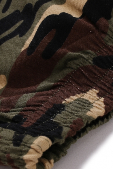 Guys Popular Camouflage Printed Drawstring Waist Cotton Blend Cargo Pants