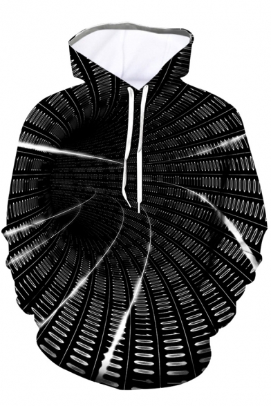 Unisex Fashionable Tunnel Vortex 3D Pattern Long Sleeve Baggy Pullover Hoodie