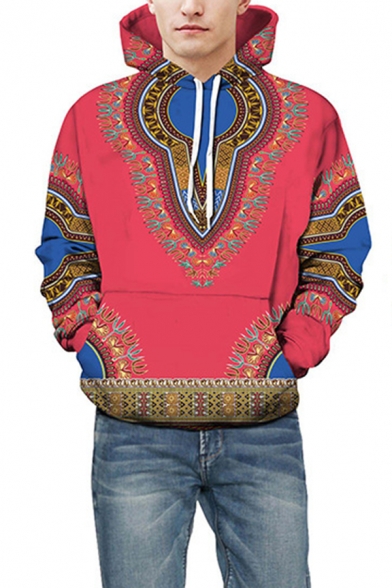Ethnic Style Vintage Tribal-Geo 3D Printed Long Sleeves Relaxed Fit Pullover Hoodie