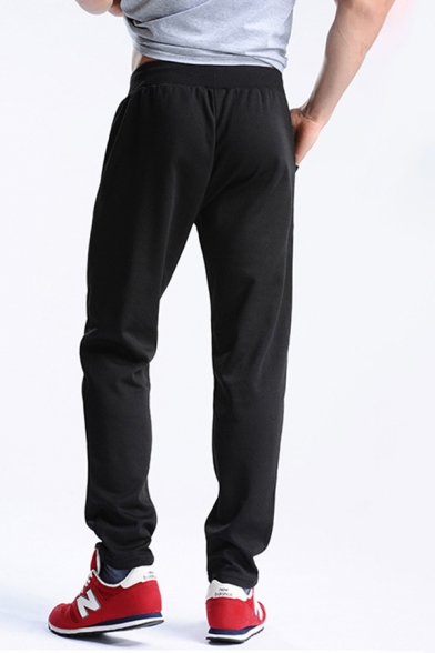 Men's Active Solid Color Drawstring Waist Straight Fit Casual Sports Pants