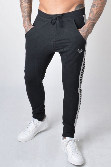 New Fashion Arrow Pattern Drawstring Waist Slim Fit Jogger Pants for Men