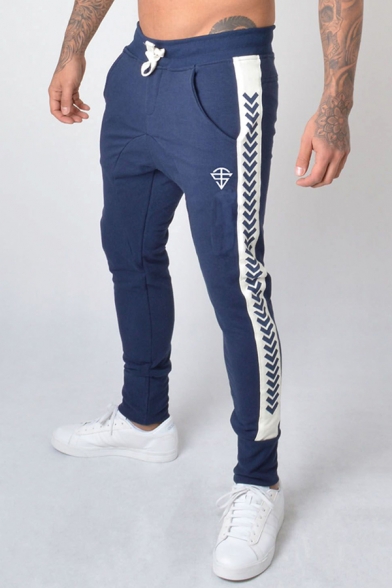 New Fashion Arrow Pattern Drawstring Waist Slim Fit Jogger Pants for Men
