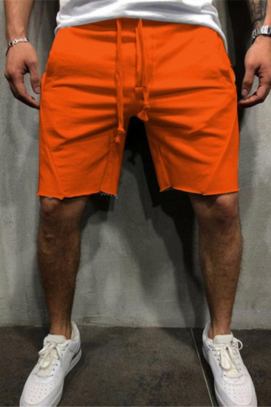 Sport Fashion Men's Simple Plain Drawstring Waist Loose Fit Active Shorts