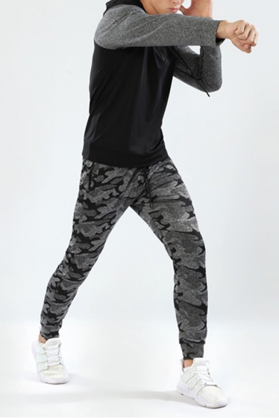 Men's Leisure Camo Printed Drawstring Waist Quick-Dry Slim Fit Sports Pants