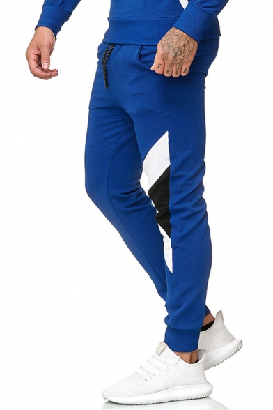 Mens Casual Geometric Pattern Mid-Rised Sweatpants Sports Trousers with Drawstring
