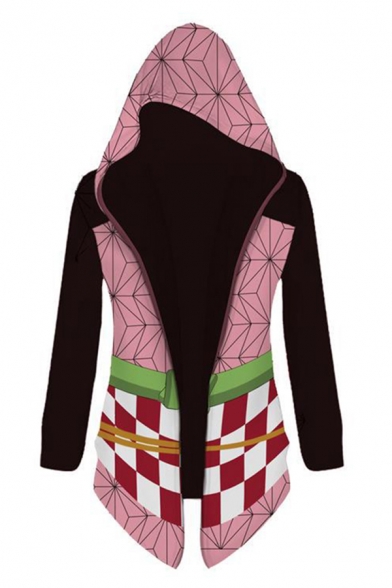 Hot Popular Geometric 3D Pattern Long Sleeves Colorblocked Cosplay Hoodie Cardigan
