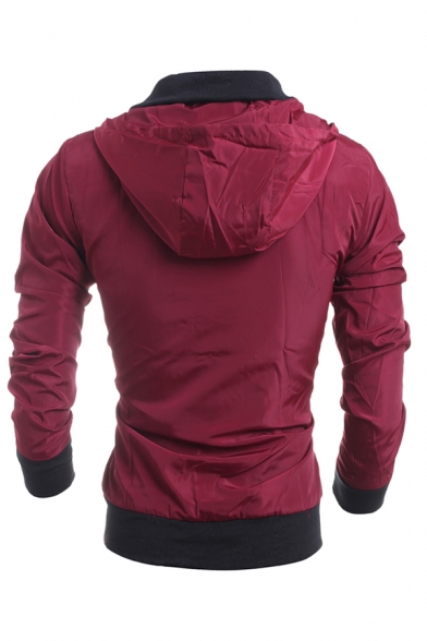 Mens Leisure Contrast Zip Placket Long Sleeve Slim Fitted Fake Two Piece Panel Track Jacket