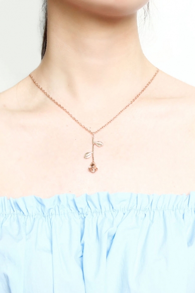 New Trendy Plain Rose Pendant Necklace for Gift
