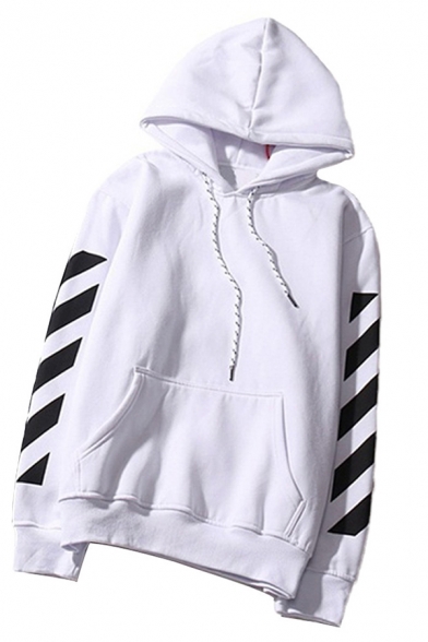 Cool Girls' Long Sleeve Drawstring Stripe Printed Letter Kangaroo Pocket Baggy BF Korean Hoodie