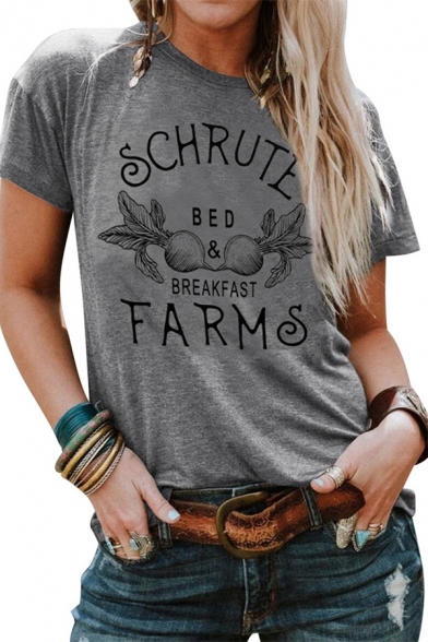 Summer Popular SCHRUTE FARMS Printed Short Sleeves Round Neck Basic Graphic T-Shirt