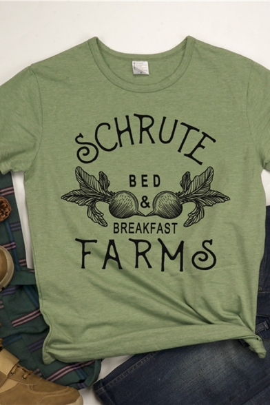 Summer Popular SCHRUTE FARMS Printed Short Sleeves Round Neck Basic Graphic T-Shirt