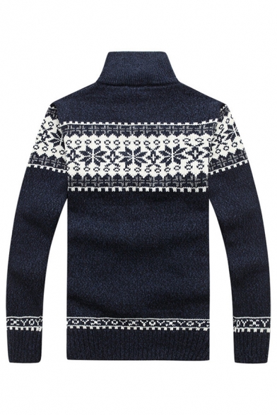 ZXFHZS Mens Winter Classic Long Sleeve Geometric Print Pullover Sweater