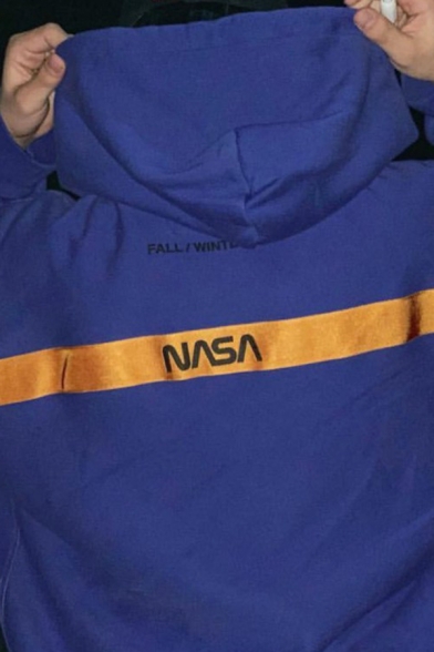 New Classic NASA Letter Flag Printed Long Sleeves Baggy Thick Pullover Hoodie