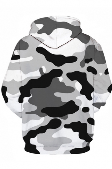 Classic Camouflage 3D Printed Long Sleeves Pouch Pocket Drawstring Hoodie