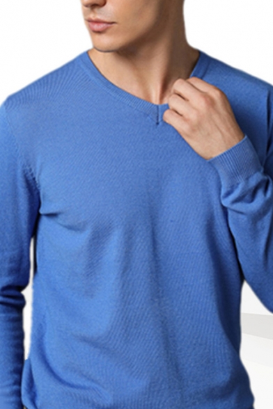 New Stylish Plain Long Sleeves V-Neck Relaxed Fit Covering Yarn Knitted Sweater